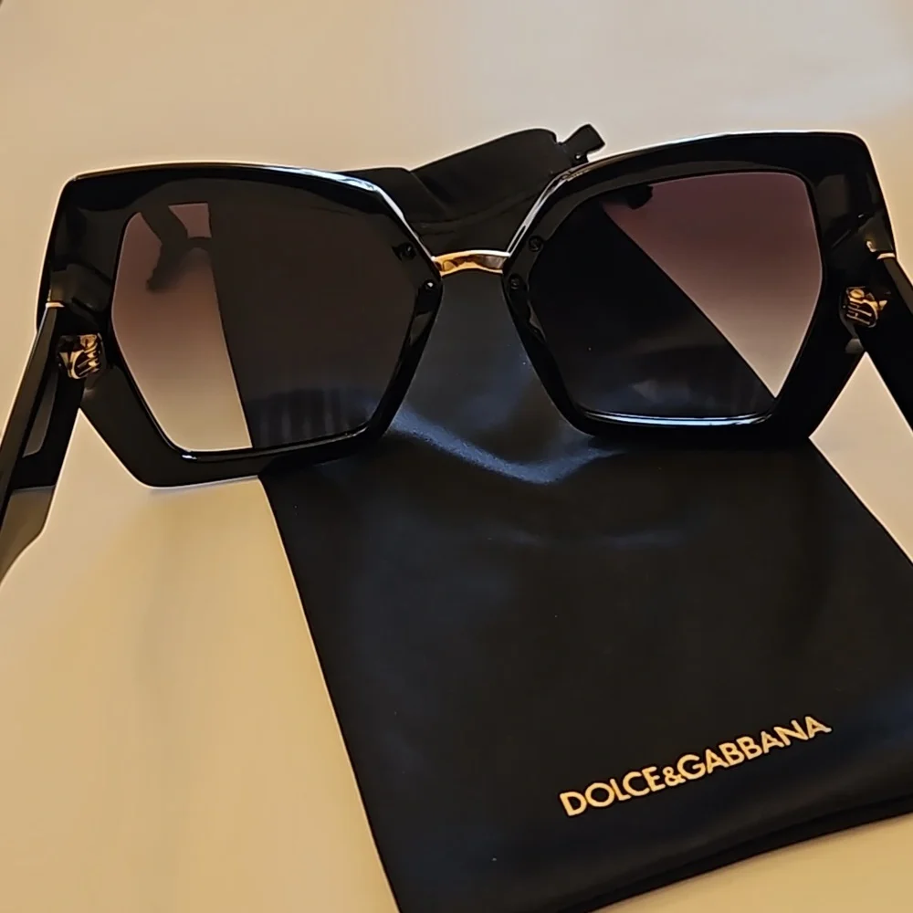 Dolce & Gabbana Black and Gold Sunglasses with Box, Case, Pouch,Care Booklet - Picture 7 of 13